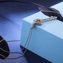 Afbeelding in Gallery-weergave laden, handmadebynepal Genuine 925 Sterling Silver Key Necklace For Women 0.02ct Natural Diamond and Tourmaline Pendant Fashion Fine Jewelry  Handmadebynepal   