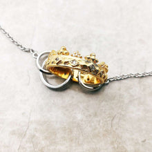 Laden Sie das Bild in den Galerie-Viewer, Royal Crown Gold Necklace Link Chain Elegant Fine Jewelry Europe 925 Stering Silver Brand New Romantic Gift For Women  Handmadebynepal   