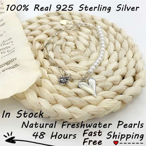 Sterling Silver Pearl Love Heart Bracelet for her 925 sterling silver  Original Jewelry  Handmadebynepal   