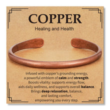 Indlæs billede til gallerivisning Pure Copper Bracelets for Women Men Waterproof Healing Cuff Bracelets Adjustable Chunky Healing Copper Bangle Jewelry Gifts