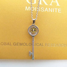 Load image into Gallery viewer, S925 Silver Lock and Key Necklace Yellow Green Blue Pink Moissanite Pass Diamond Test Jewelry Wedding Party Gift  Handmadebynepal   