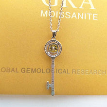 Carica l&#39;immagine nel visualizzatore di Gallery, S925 Silver Lock and Key Necklace Yellow Green Blue Pink Moissanite Pass Diamond Test Jewelry Wedding Party Gift  Handmadebynepal   