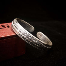 画像をギャラリービューアに読み込む, Genuine Real S999 Silver Jewelry Retro Personality Texture Woven Pattern Heart Sutra Couple Bracelets for Men and Women  Handmadebynepal 36g  51mm  