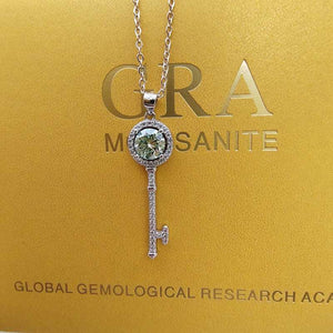 S925 Silver Lock and Key Necklace Yellow Green Blue Pink Moissanite Pass Diamond Test Jewelry Wedding Party Gift  Handmadebynepal   
