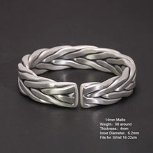 Laden Sie das Bild in den Galerie-Viewer, Heavy 999 Sterling Silver Braided Bracelet For Men Retro Solid Thick Handmade Viking Jewelry Opening Adjustable