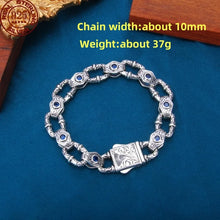 Indlæs billede til gallerivisning S925 Sterling Silver Logo Bracelet Biker Punk Rock Chain Chrome Retro style Jewelry for Men 6mm Width Charm Bracelets