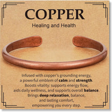 Indlæs billede til gallerivisning Pure Copper Bracelets for Women Men Waterproof Healing Cuff Bracelets Adjustable Chunky Healing Copper Bangle Jewelry Gifts