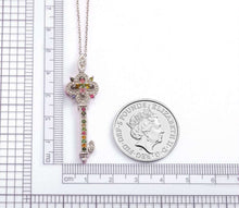 Indlæs billede til gallerivisning handmadebynepal Genuine 925 Sterling Silver Key Necklace For Women 0.02ct Natural Diamond and Tourmaline Pendant Fashion Fine Jewelry  Handmadebynepal   