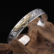 画像をギャラリービューアに読み込む, S925 Sterling Silver Bracelets for Men Women New Fashion Eternal Vine Totem Flying Eagle Bangle Pure Argentum Hand Jewelry  Handmadebynepal   