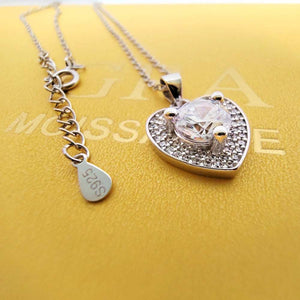 S925 Silver Real 1 Carat D VSS Moissanite Heart Necklace Pass Diamond Test Knotting Party Birthday Gift  Handmadebynepal   