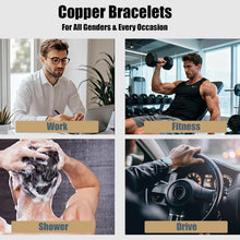 Indlæs billede til gallerivisning Pure Copper Bracelets for Women Men Waterproof Healing Cuff Bracelets Adjustable Chunky Healing Copper Bangle Jewelry Gifts