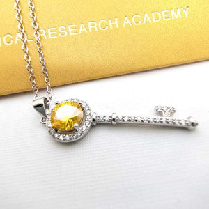 S925 Silver Lock and Key Necklace Yellow Green Blue Pink Moissanite Pass Diamond Test Jewelry Wedding Party Gift  Handmadebynepal   