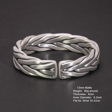 Load image into Gallery viewer, handmadebynepal Heavy 999 Sterling Silver Braided Bracelet For Men Retro Solid Thick Handmade Viking Jewelry Opening Adjustable  Handmadebynepal 13mm Matte 80g  