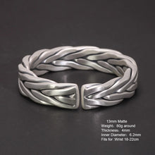 Laden Sie das Bild in den Galerie-Viewer, Heavy 999 Sterling Silver Braided Bracelet For Men Retro Solid Thick Handmade Viking Jewelry Opening Adjustable