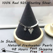 Load image into Gallery viewer, Sterling Silver Pearl Love Heart Bracelet for her 925 sterling silver  Original Jewelry  Handmadebynepal   