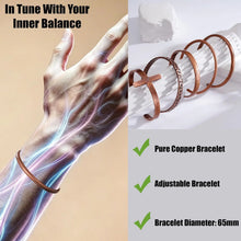 Indlæs billede til gallerivisning Pure Copper Bracelets for Women Men Waterproof Healing Cuff Bracelets Adjustable Chunky Healing Copper Bangle Jewelry Gifts