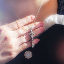 Indlæs billede til gallerivisning handmadebynepal Genuine 925 Sterling Silver Key Necklace For Women 0.02ct Natural Diamond and Tourmaline Pendant Fashion Fine Jewelry  Handmadebynepal   