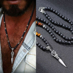 TIBETAN BUDDHIST PHURBA KILAYA THE MAGIC DAGGER WITHTIGER’S EYE LAVA STONE NECKLACE FOR MEN JEWELRY  Handmadebynepal   