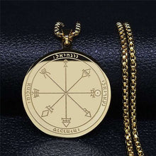 Afbeelding in Gallery-weergave laden, Handmadebynepal Talisman Of Protection Good Luck Wealth Seal Of Solomon Stainless Steel Necklaces &amp; Pendants Women/Men Jewelry joyas  Handmadebynepal A 60cm BOX GD 361180  