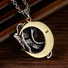 Charger l&#39;image dans la galerie, Thai Silver Moon And Cute Fish Pendant For Blessing Brimful Happiness Pure 925 Silver Jewelry Best Gift Talisman Amulet  Handmadebynepal   