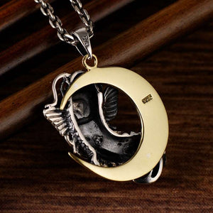 Thai Silver Moon And Cute Fish Pendant For Blessing Brimful Happiness Pure 925 Silver Jewelry Best Gift Talisman Amulet  Handmadebynepal   
