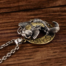 画像をギャラリービューアに読み込む, Thai Silver Moon And Cute Fish Pendant For Blessing Brimful Happiness Pure 925 Silver Jewelry Best Gift Talisman Amulet  Handmadebynepal   