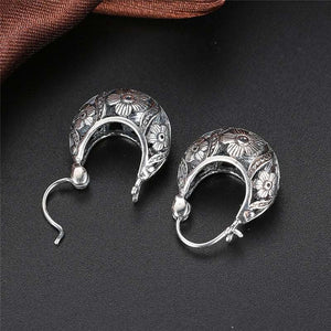 Vintage Flower Hoop Earrings 925 Sterling Silver Earrings Brincos Women Mother Day Gift Fine Jewelry  Handmadebynepal   