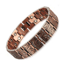 Load image into Gallery viewer, Handmadebynepal Vintage Pure Copper Magnetic Pain Relief Bracelet for Men Therapy Double Row Magnets Link Chain Men Jewelry  geneviere   