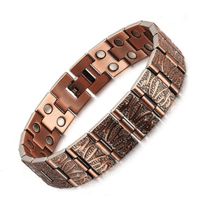 Handmadebynepal Vintage Pure Copper Magnetic Pain Relief Bracelet for Men Therapy Double Row Magnets Link Chain Men Jewelry  geneviere   