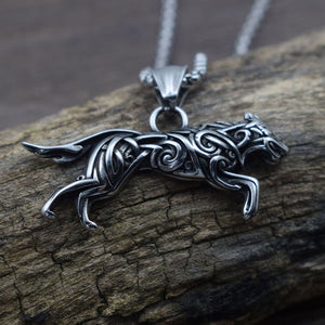Men Viking Stainless steel Geri and Freki Knot Wolf Necklace  Handmadebynepal   