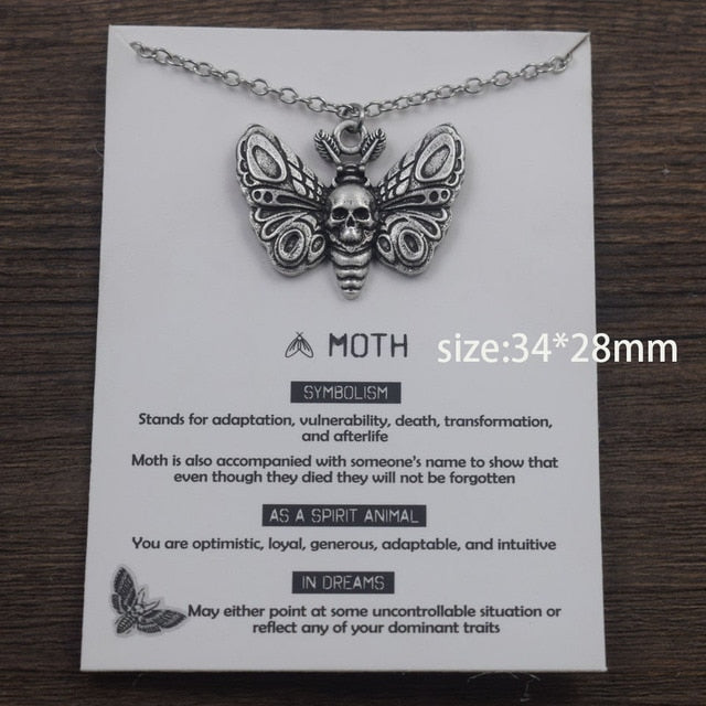 1pcs Deaths Head Skull Moth necklace with card rebirth meaning gift for her  Handmadebynepal 26  