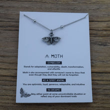 Laden Sie das Bild in den Galerie-Viewer, 1pcs Deaths Head Skull Moth necklace with card rebirth meaning gift for her  Handmadebynepal 25  