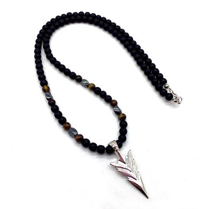 Classic Arrow Pendant Necklace Men Handmade Tiger Eye Matte Strand Bead Necklace For Men Jewelry Gift  Handmadebynepal   