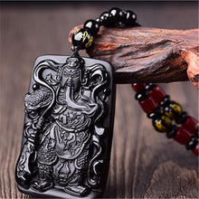 Load image into Gallery viewer, Natural Black Obsidian Dragon Drop Pendant Amulet Lucky Maitreya Auspicious Necklace Jewelry for Women Men  genevierejoy   