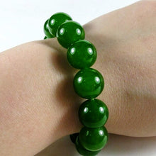 Indlæs billede til gallerivisning 8mm 10mm Classic Real Natural Green Jade Beads Bracelet Bangle Handmade Elastic Rope Emerald Bracelets For Women Fine Jewelry  Handmadebynepal 18cn 12mm beads 