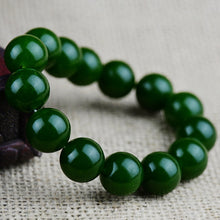 Charger l&#39;image dans la galerie, 8mm 10mm Classic Real Natural Green Jade Beads Bracelet Bangle Handmade Elastic Rope Emerald Bracelets For Women Fine Jewelry  Handmadebynepal   