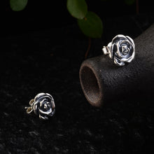 画像をギャラリービューアに読み込む, 925 Sterling Silver Rose Earrings for Women Studs Earring Set Retro Antique Style Silver 925 Jewelry  Handmadebynepal   