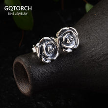 Carica l&#39;immagine nel visualizzatore di Gallery, 925 Sterling Silver Rose Earrings for Women Studs Earring Set Retro Antique Style Silver 925 Jewelry  Handmadebynepal 1 pair  