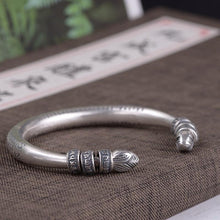 Cargar imagen en el visor de la galería, Handmadebynepal Sterling Silver Tibetan Six Words Mantra Bangle for Men and Women Buddhist Heart Sutra Cuff Bracelet Good Luck Jewelry  Handmadebynepal   