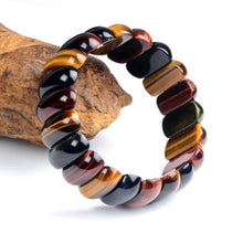 Laden Sie das Bild in den Galerie-Viewer, Handmadebynepal Red Yellow Blue Tiger Eyes Natural Stone Beads Bangles  Bracelets Handmade Jewelry Energy Bracelet for Men  Handmadebynepal   