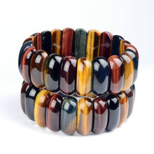 Cargar imagen en el visor de la galería, Handmadebynepal Red Yellow Blue Tiger Eyes Natural Stone Beads Bangles  Bracelets Handmade Jewelry Energy Bracelet for Men  Handmadebynepal   