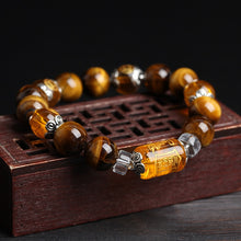Charger l&#39;image dans la galerie, The God of wealth Tiger Eyes Stone Beads Bangles &amp; Bracelets Jewelry Lucky Energy Couple Bracelet for Women or Men  genevierejoy   