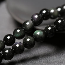 Carica l&#39;immagine nel visualizzatore di Gallery, Black Rainbow Obsidian Natural Stone Bracelets Couple Multilayer Beads Strand bracelets &amp; bangles For Women And Men  Handmadebynepal   