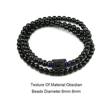 Carica l&#39;immagine nel visualizzatore di Gallery, Black Rainbow Obsidian Natural Stone Bracelets Couple Multilayer Beads Strand bracelets &amp; bangles For Women And Men  Handmadebynepal   