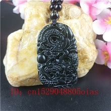 Afbeelding in Gallery-weergave laden, handmadebynepal Certified Chinese Natural Black Green Jade Dragon Pendant Beads Necklace Charm Jewelry Obsidian Carved Amulet  Handmadebynepal   