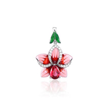 Indlæs billede til gallerivisning Classic New Flower Red Zircon Earrings Ladies Hypoallergenic Jewelry Leaf Flower Creative Earrings Handmade Enamel Jewelry  genevierejoy   