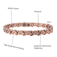 Carica l&#39;immagine nel visualizzatore di Gallery, Pure Copper Magnetic Bracelet for Women Pain Relief for Arthritis and Carpal Tunnel Migraines Tennis Elbow  Handmadebynepal   