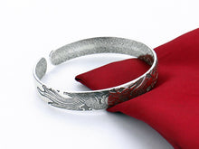 Load image into Gallery viewer, Fashion 925 silver bracelet, men and women to restore ancient ways Thai silver dragon and phoenix bangles Free shipping jewelry  Handmadebynepal   