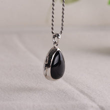 Indlæs billede til gallerivisning Genuine Silver 925 Jewelry for Women Inlaid with Black Agate Water Drop Fashion Pendant Thai Silver Jewelry  Handmadebynepal   
