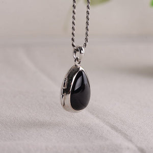 Genuine Silver 925 Jewelry for Women Inlaid with Black Agate Water Drop Fashion Pendant Thai Silver Jewelry  Handmadebynepal   